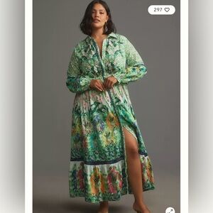 Anthropologie the Eleanora Long Sleeve Maxi Dress Size L